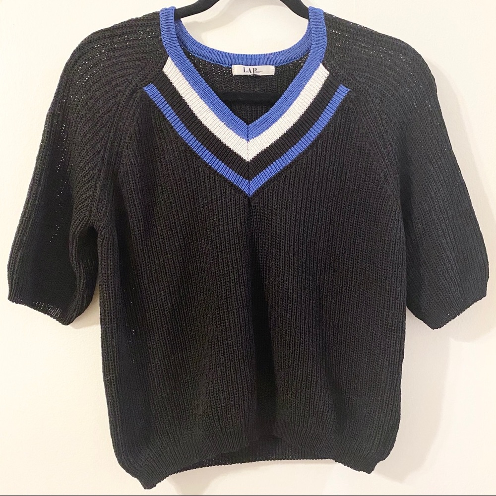LAP Knit Short Sleeve Top Black Size Small - Picture 5 of 7